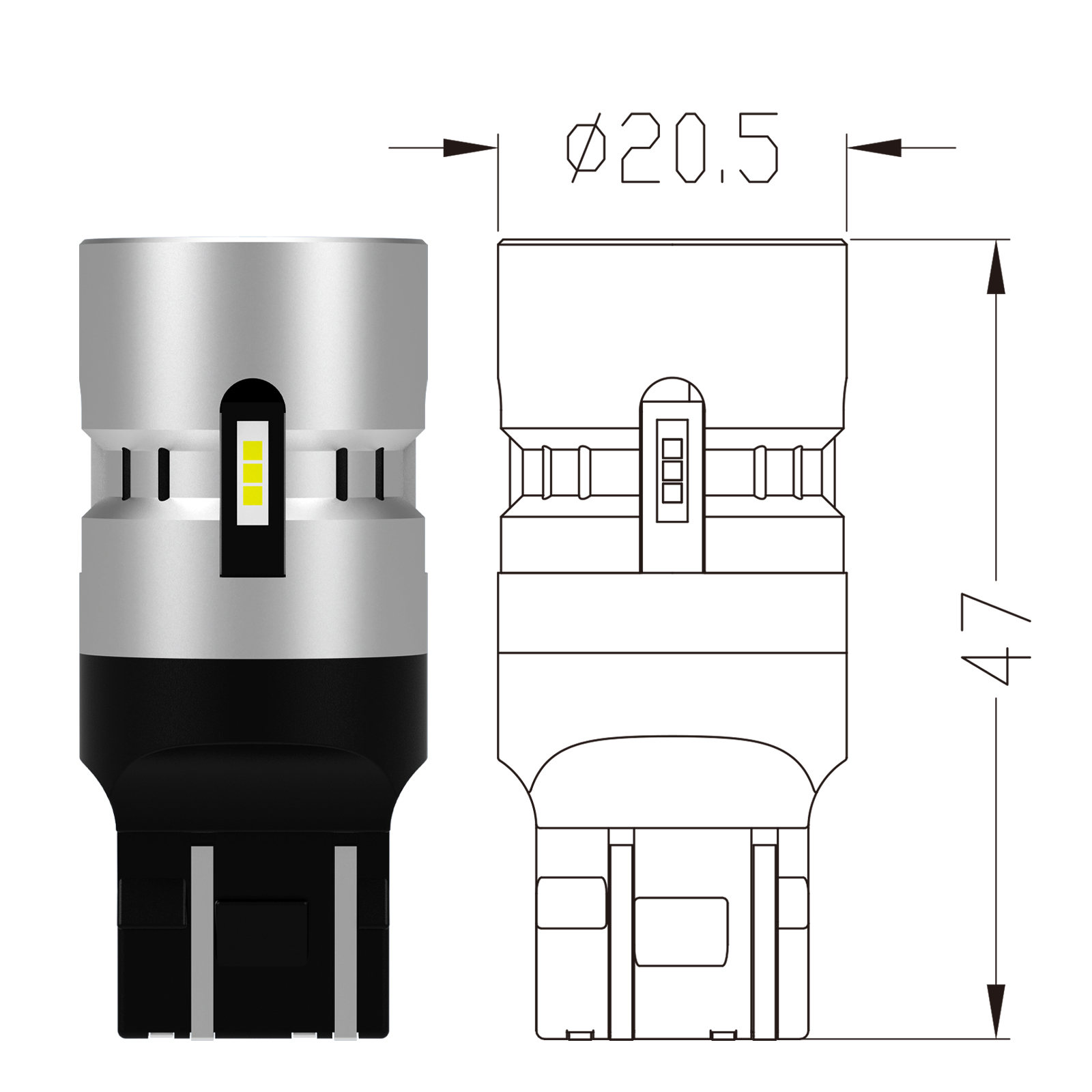 High Power Led Bulb W21/5W Amber (2 Pcs)