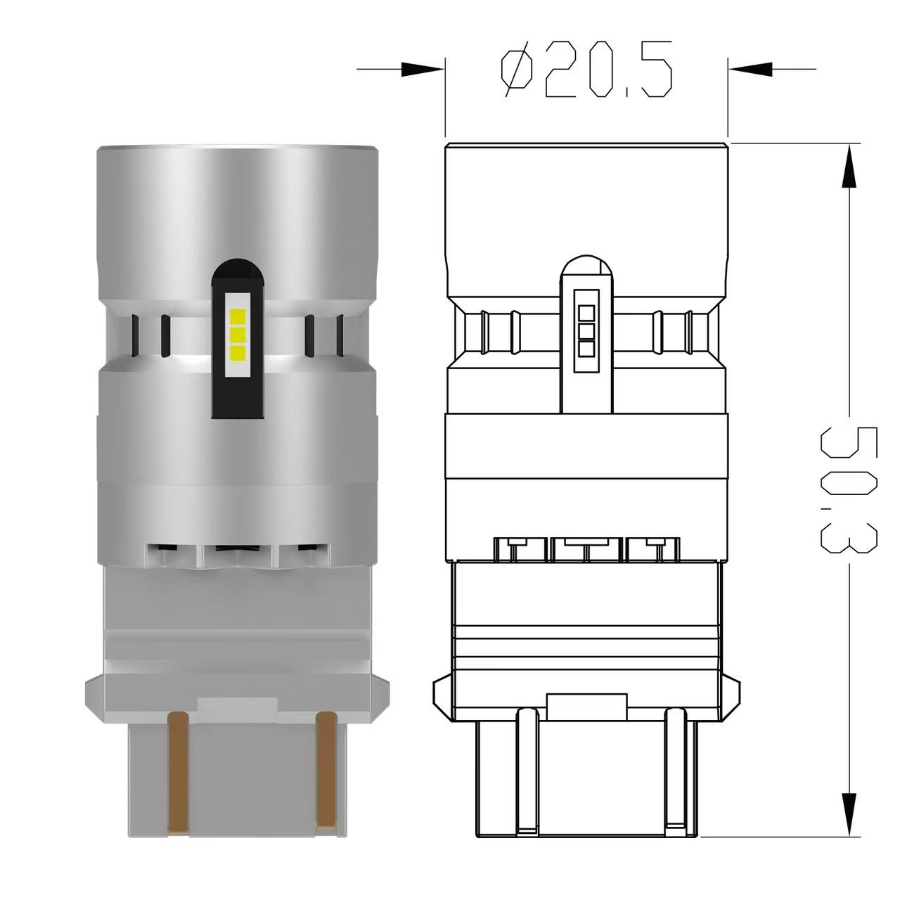 Set Lampade a LED High POWER P27/7W Amber (2PCS)