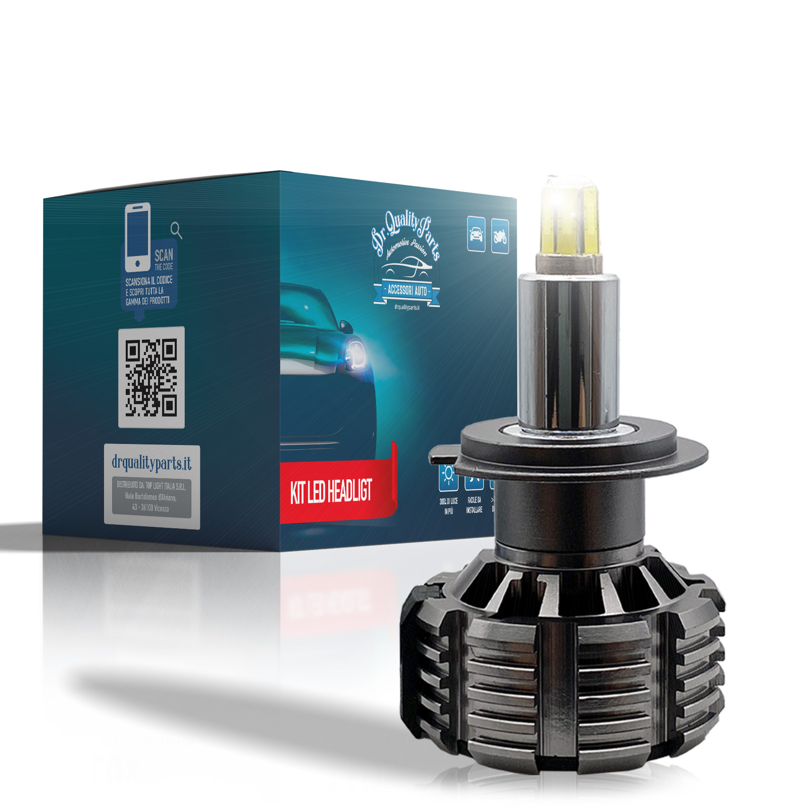 Singolo Headlight POLARIS 360° per Lenticolare H7