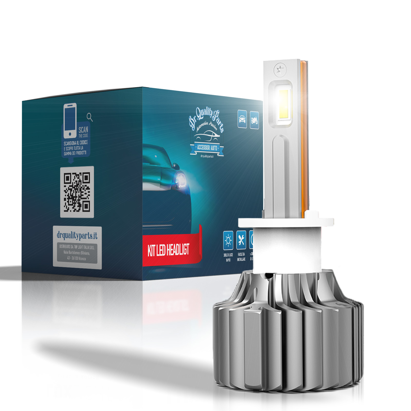 Singolo Headlight ULTRALIGHT PRO H1